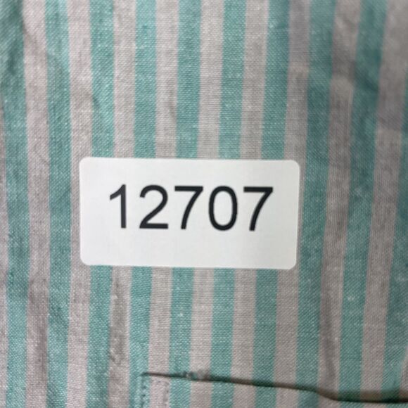 Cucamonga Shirt Adult Large Gray Green Striped Short‎ Sleeve Casual Beach Mens - Picture 9 of 9